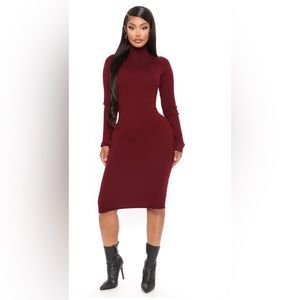 Fashion Nova Sweater MIDI Dress New Long Sleeve Sweater Dress